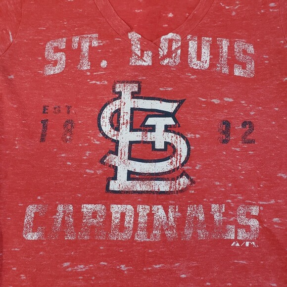 Ladies Cardinals T-Shirt, Red, Size Large, Cap Sleeves - Picture 2 of 7